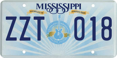 MS license plate ZZT018