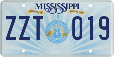 MS license plate ZZT019