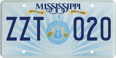 MS license plate ZZT020