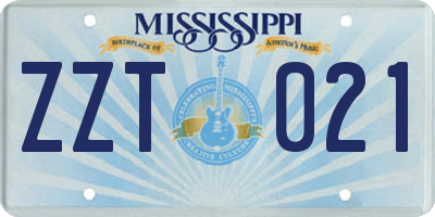 MS license plate ZZT021