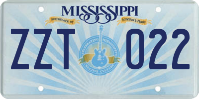 MS license plate ZZT022