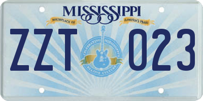 MS license plate ZZT023
