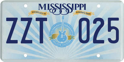 MS license plate ZZT025