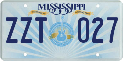 MS license plate ZZT027