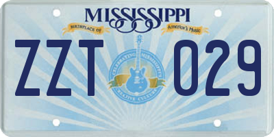 MS license plate ZZT029