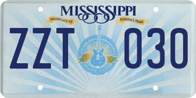 MS license plate ZZT030