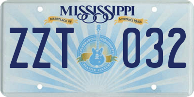 MS license plate ZZT032