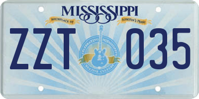 MS license plate ZZT035