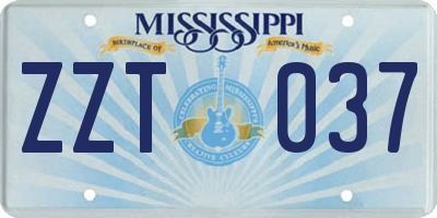 MS license plate ZZT037