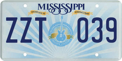 MS license plate ZZT039
