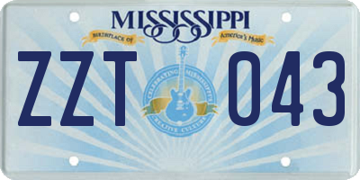 MS license plate ZZT043