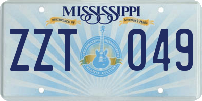 MS license plate ZZT049