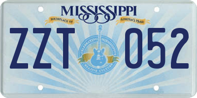 MS license plate ZZT052