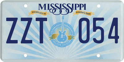 MS license plate ZZT054