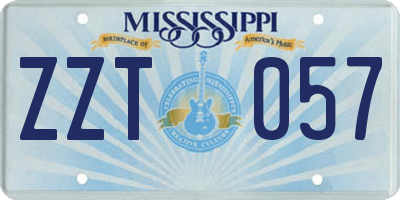 MS license plate ZZT057