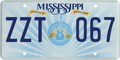 MS license plate ZZT067