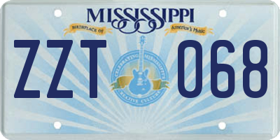 MS license plate ZZT068