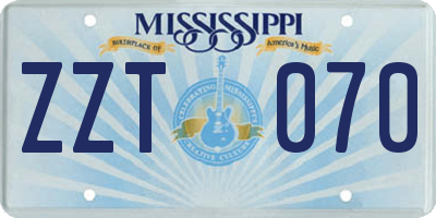 MS license plate ZZT070