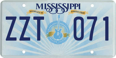 MS license plate ZZT071