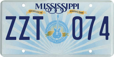 MS license plate ZZT074