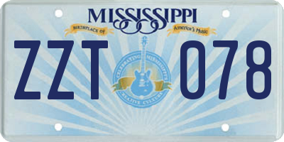 MS license plate ZZT078