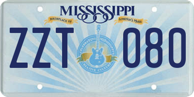 MS license plate ZZT080