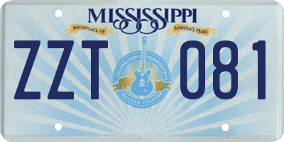 MS license plate ZZT081