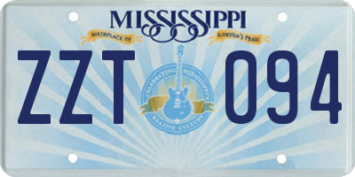MS license plate ZZT094