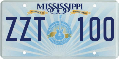 MS license plate ZZT100