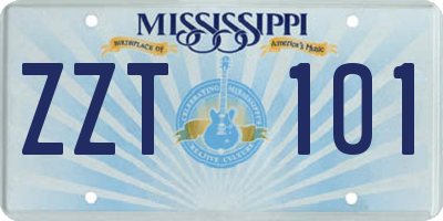 MS license plate ZZT101