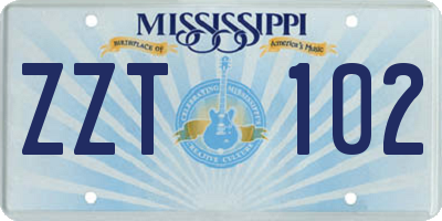 MS license plate ZZT102