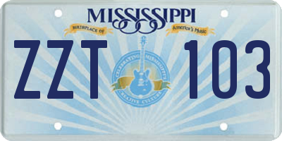 MS license plate ZZT103