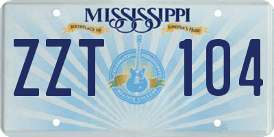 MS license plate ZZT104