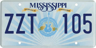 MS license plate ZZT105