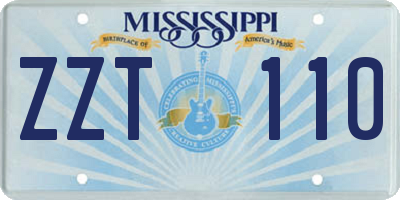 MS license plate ZZT110