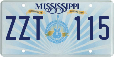 MS license plate ZZT115