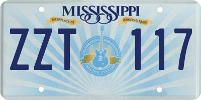 MS license plate ZZT117