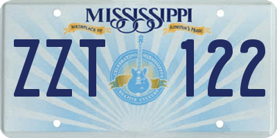 MS license plate ZZT122