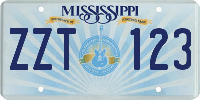 MS license plate ZZT123