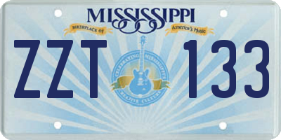 MS license plate ZZT133