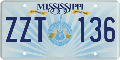 MS license plate ZZT136