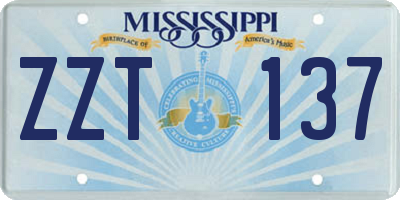 MS license plate ZZT137