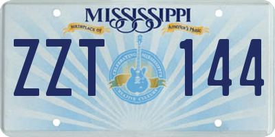 MS license plate ZZT144