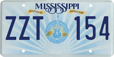 MS license plate ZZT154