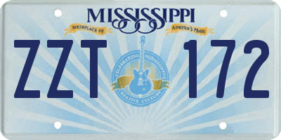 MS license plate ZZT172