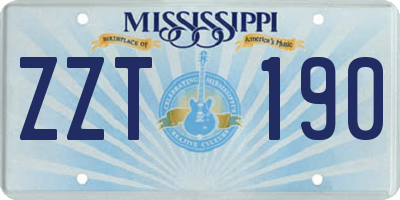 MS license plate ZZT190