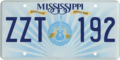 MS license plate ZZT192
