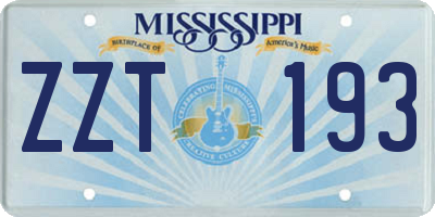 MS license plate ZZT193