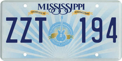 MS license plate ZZT194