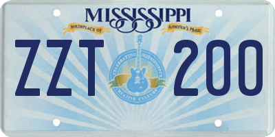 MS license plate ZZT200